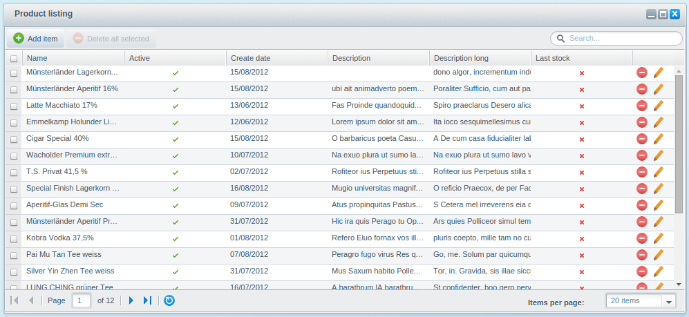 Product listing